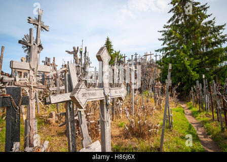 Crosses on hill of crosses, Siauliai, Lithuania Stock Photo