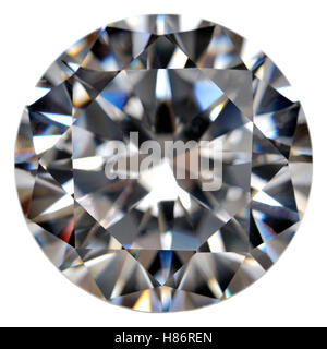 Round-cut diamond (lab-created cubic zirconia) Stock Photo