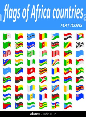flags of Africa countries flat icons vector illustration isolated on white background Stock Vector