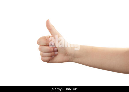 Hand with a thumbs up sign isolated on white background Stock Photo