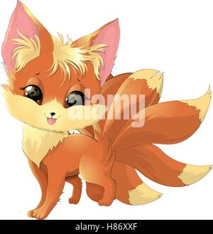 cute fox cartoon Stock Vector