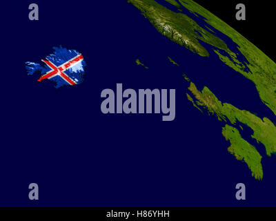 Map of Iceland with embedded national flag. 3D illustration Stock Photo ...