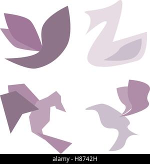 Collection of vector illustrations inspired by birds Stock Vector