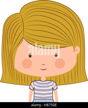 silhouette with half body girl blonde with striped hair vector illustration Stock Vector