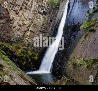 Waterfall at Speke's Mill Mouth on the South West coast path near Hartland Quay in Devon UK Stock Photo