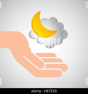 weather concept forecast cloud halfmoon icon design vector illustration eps 10 Stock Vector