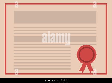 academic certificate with red seal stam icon over white background. vector illustration Stock Vector