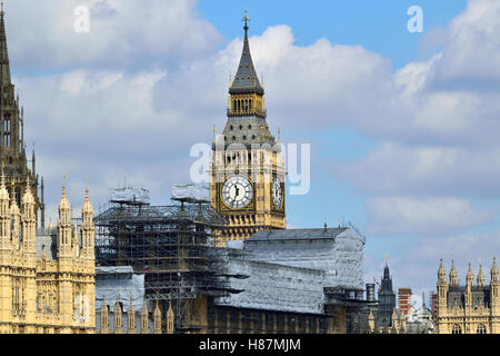 London, England, UK. Houses of Parliament under repair, August 2016 Stock Photo