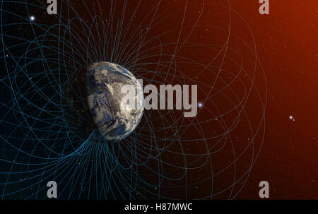 3D rendering of Planet Earth's magnetic field Stock Photo - Alamy
