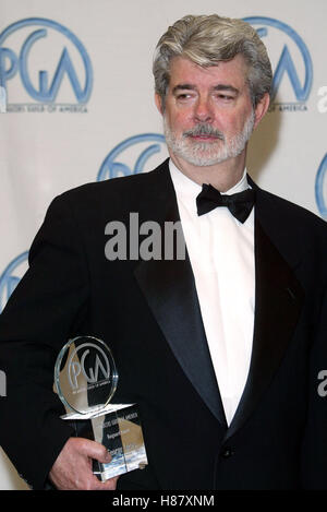 GEORGE LUCAS 14TH PRODUCERS GUILD OF AMERICA AWARDS CENTURY PLAZA HOTEL CENTURY CITY LA USA 02 March 2003 Stock Photo
