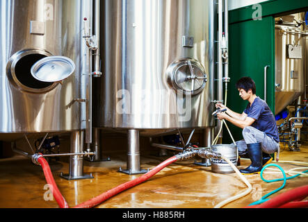 Brewery, tank or craft beer in machine for production with ...