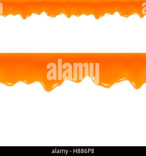 Orange Jam Drips. Grapefruit Juice. Seamless Border. Vector Stock Vector