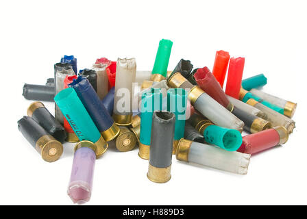 shooted multi-coloured cartridges on a white background Stock Photo