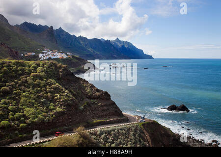 View with Taganana village, Anaga Mountains, Parque Rural Anaga, Tenerife island, Canary archipelago, Spain, Europe Stock Photo
