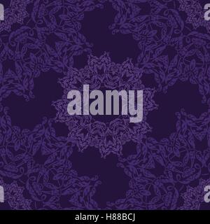 Lace circle oriental ornament, ornamental doily pattern on violet background Stock Vector