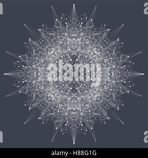 Fractal element with compounds lines and dots. Big data complex. Graphic abstract background communication. Minimal array. Digit Stock Vector