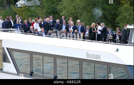 POTSDAM, GERMANY. SEPTEMBER 1ST, 2016: Ministers of Foreign Affairs at boat during the Informal OSCE Foreign Minister's Meeting Stock Photo