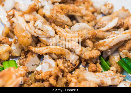 Stir-fried salted egg with squid ,Fried squid eggs Stock Photo