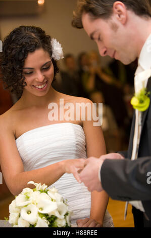 Civil ceremony, putting on the ring Stock Photo