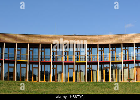 Southern facade of the low-energy sustainable building of Slunakov Center for Ecological and Educational Activities, design by Stock Photo