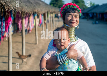 Karen long neck people in northern Thailand Stock Photo