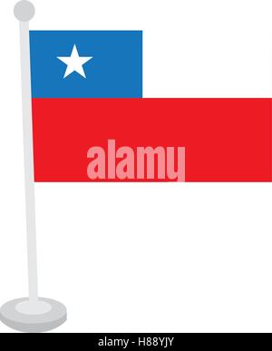 Isolated Chilean flag on a white background, Vector illustration Stock Vector