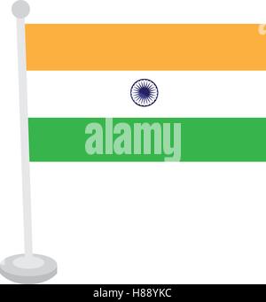 Isolated Indian flag on a white background, Vector illustration Stock Vector