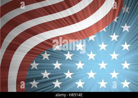 American flag with the rays Stock Vector