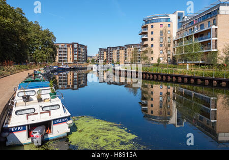 Modern housing along the River Lea in London, England United Kingdom UK Stock Photo