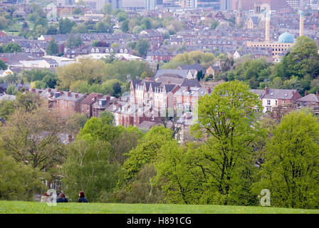 Sheffield, UK 03 May 2014: Meersbrook Park offers stunning views over the city of Sheffield, Yorkshire, UK Stock Photo