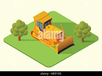bulldozer heavy machine vector Stock Vector