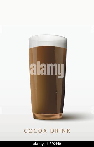 cocoa drink a glass on a white background Stock Vector