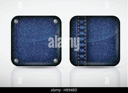 Denim application icons. texture jeans Stock Vector