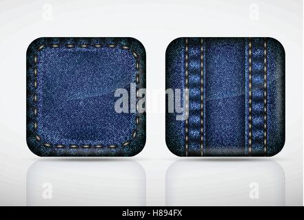 Denim application icons. texture jeans Stock Vector