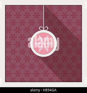 Abstract Christmas Ball With Snowflakes Background And Long Shadow Stock Vector