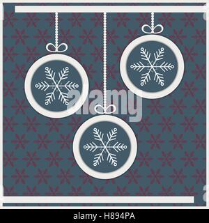 Abstract Christmas Ball With Snowflakes Background And Long Shadow Stock Vector