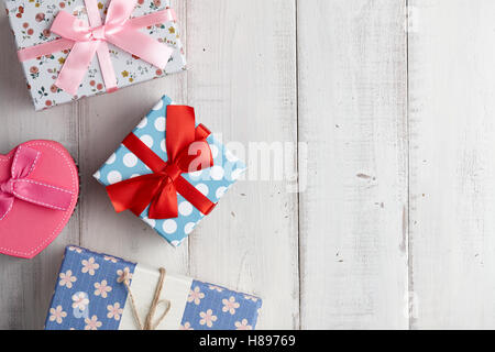 Gift boxes on white background Stock Photo