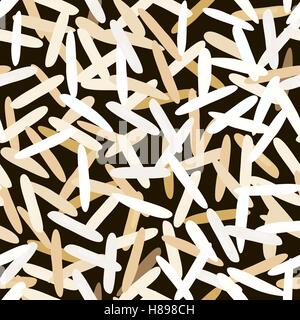 Seamless pattern different types of rice Basmati, jasmine, long brown. Vector illustration EPS 10. Stock Vector