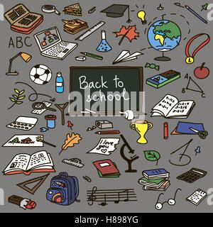 Hand drawn doodle set back to school. Vector illustration. Stock Vector