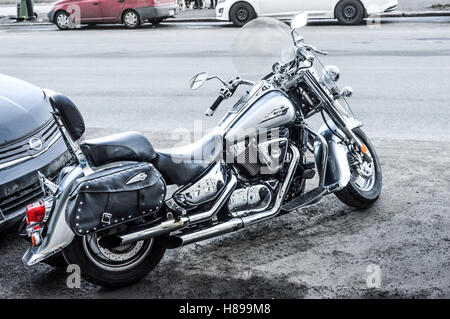 Montreal, Canada - March 27, 2016: Suzuki VL 1500 Intruder LC motorcycle in the old port of Montreal, Canada Stock Photo