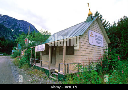 Deserted old church in Hyder, Alaska, USA Stock Photo