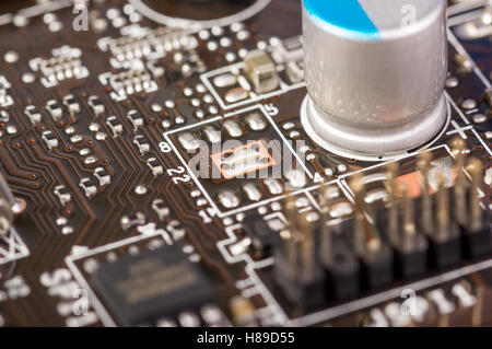 Electronic collection - computer circuit board with radio components Stock Photo