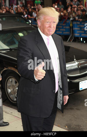 NEW YORK, NY - OCTOBER 17: Donald Trump seen at Late Show with David Letterman in New York City. October 17, 2013. Credit: Corredor99/MediaPunch Inc. Stock Photo