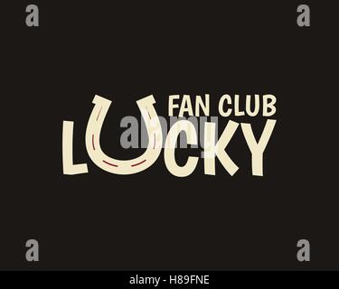 Vector American football lucky horseshoe label. Unusual sports emblem design. Usa sport logo concept with typography elements. Can be use for fan club, pub, cafe or restaurant. Vector. Stock Vector