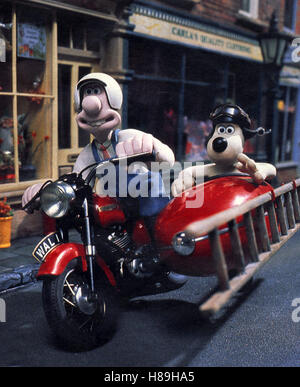 Wallace & Gromit unter Schafen, (WALLACE & GROMIT: A CLOSE SHAVE) GB 1995, Regie: Nick Park, Stichwort: Motorrad, Beiwagen, Hund, Leiter Stock Photo
