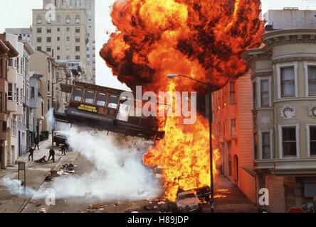 The Rock, (THE ROCK) USA 1996, Regie: Michael Bay, Stichwort: Explosion, Feuer, Flamme, Trambahn, Straßenbahn Stock Photo
