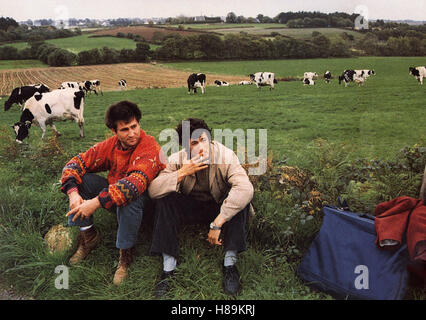 Western, (WESTERN) F 1997, Regie: Manuel Poirier, SERGI LOPEZ, SACHA BOURDU, Stichwort: Weide, Kuh, Tramper Stock Photo