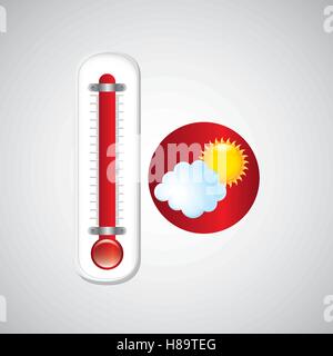 red thermometer icon cloud sun weather meteorology vector illustration eps 10 Stock Vector