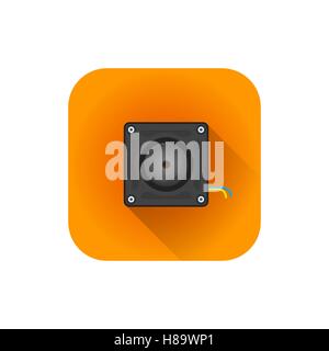 vector flat style colorful design hidden surveillance camera illustration orange rounded square icon isolated white background Stock Vector