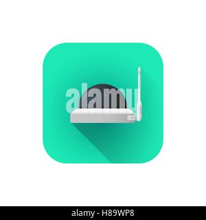 vector flat style colorful design remote wifi antenna surveillance dome security camera illustration green rounded square icon i Stock Vector